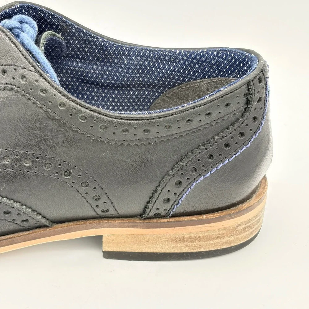 Modern Fiction Mens Navy Leather‎ Wingtip Brogue Oxford Shoes 9 Dapper Office